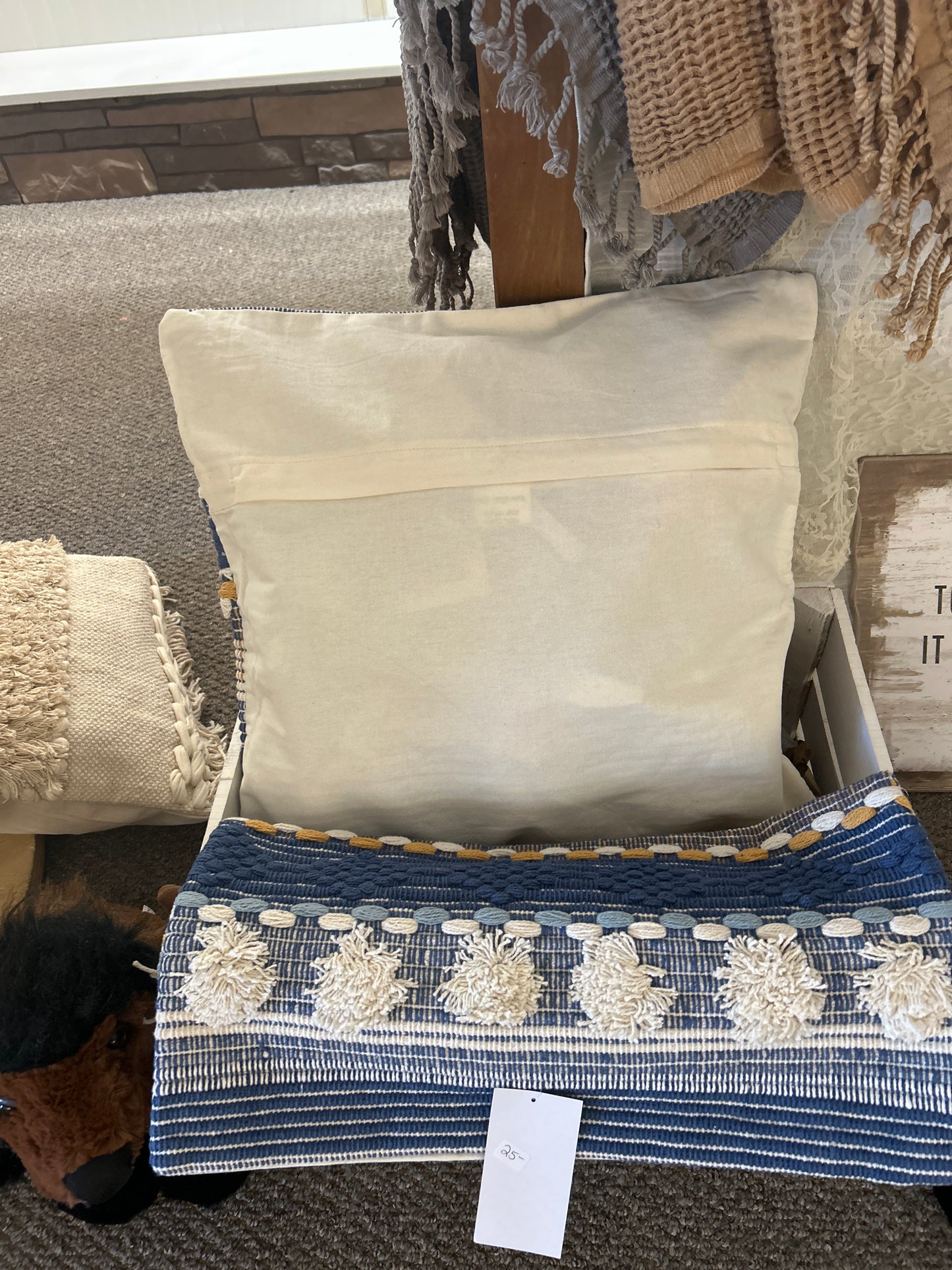 Boho Blue & Yellow Pillow Cover