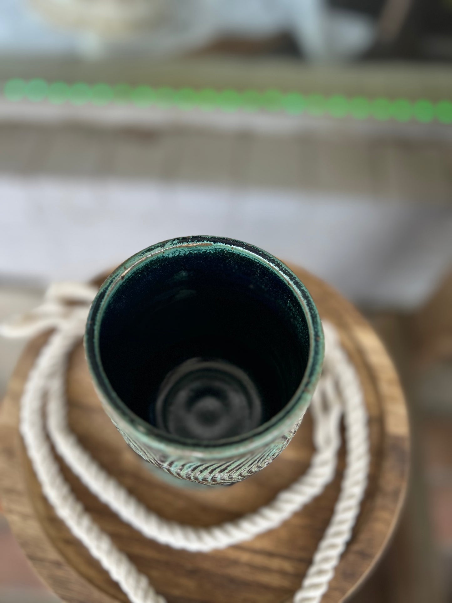 Dark Green Clay Vase