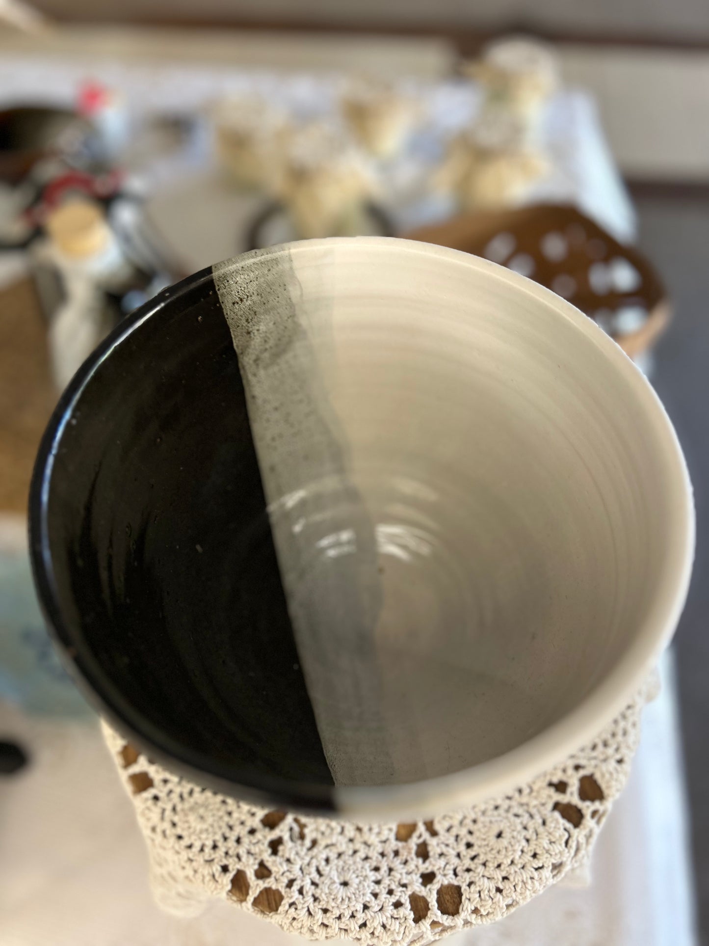 Handmade Large Black & White Bowl