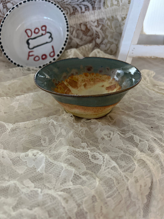 Handmade Small Gold/Light Blue bowl