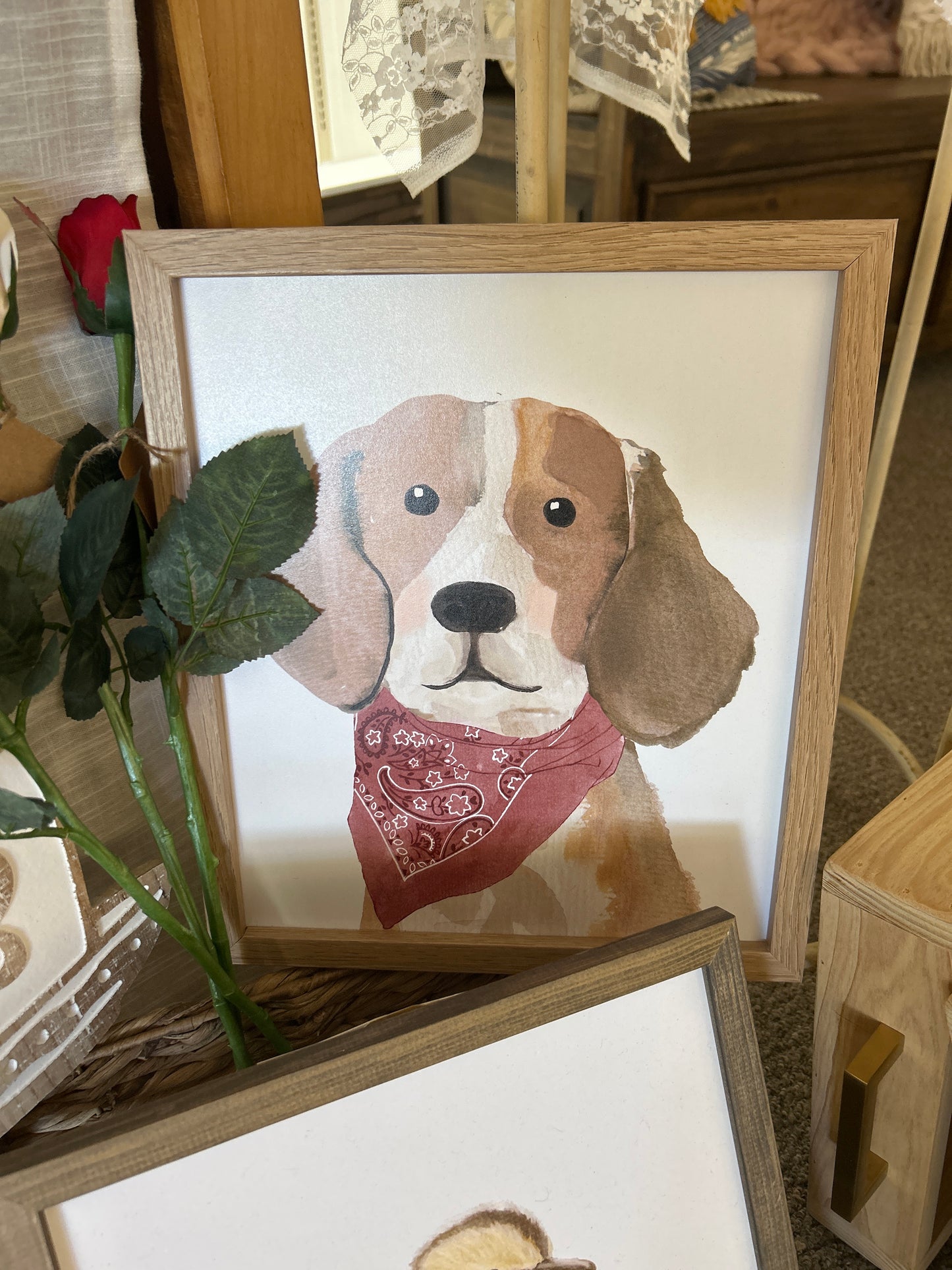 Dog with Red Badana Sign