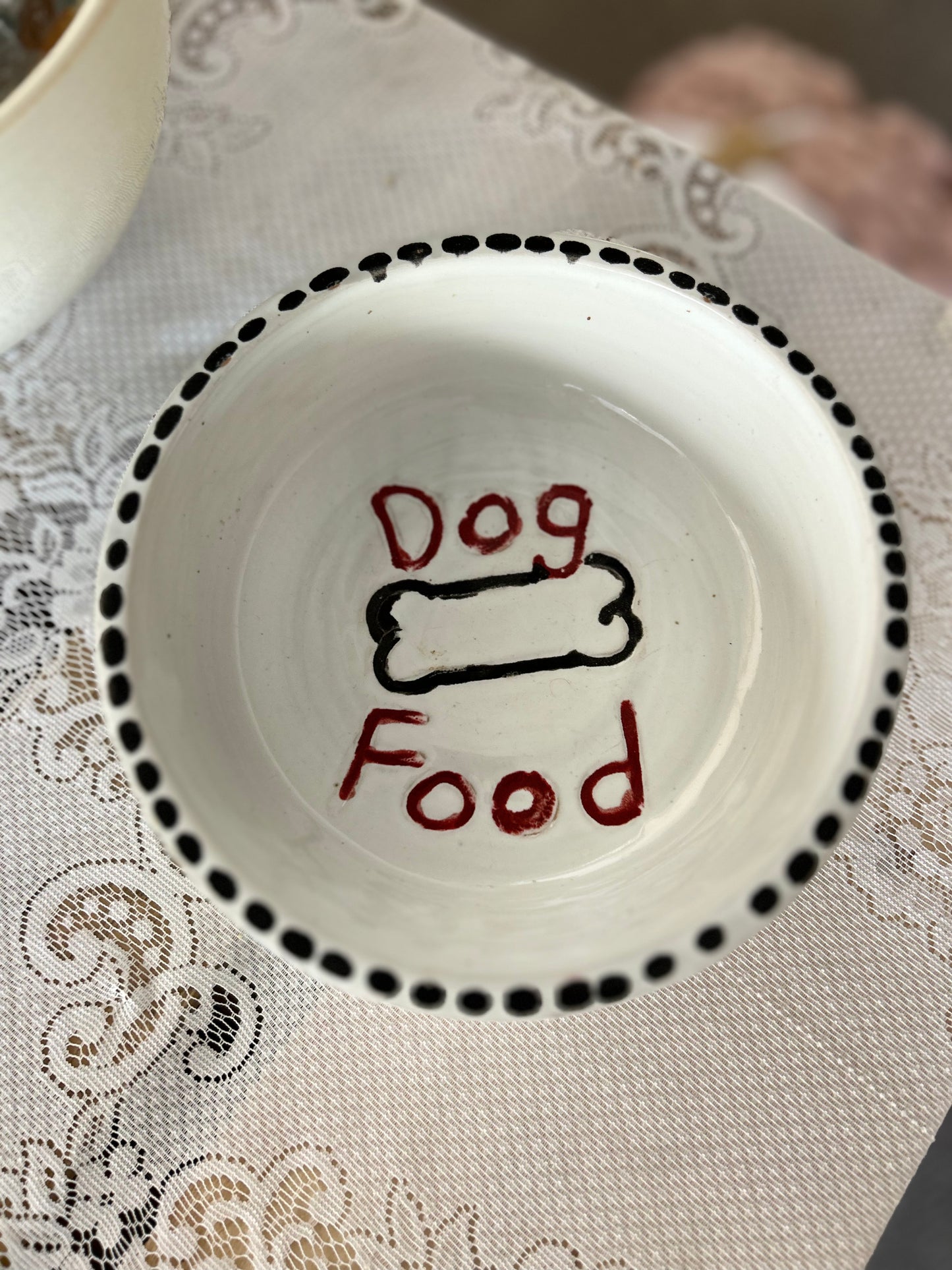 Handmade Clay Dog Food Bowl