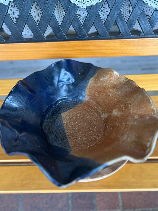 Large Wavy Handmade Clay Bowl